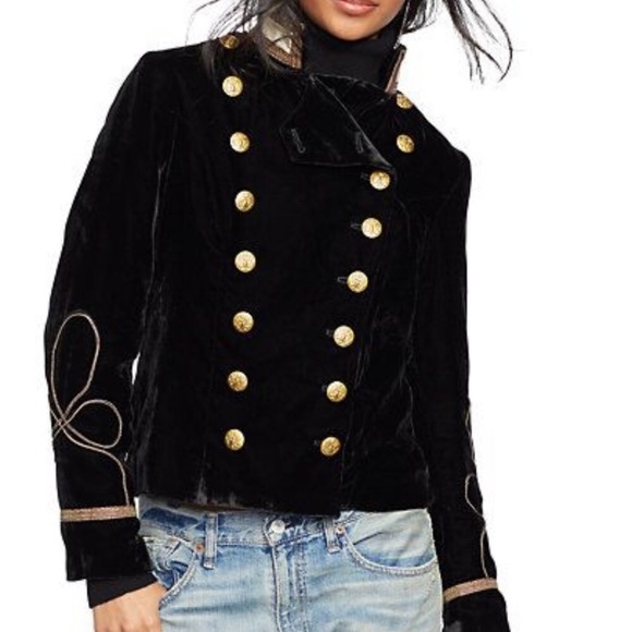 Denim & Supply Ralph Lauren Jackets & Blazers - Denim & Supply Black Velvet Military Jacket Blazer